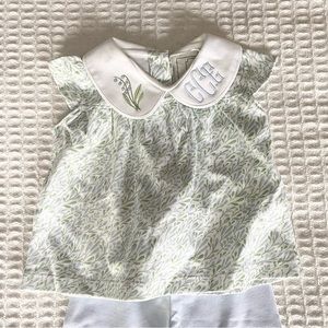 Lila and Hayes floral print baby girl set monogrammed CEC 6-12M NWT